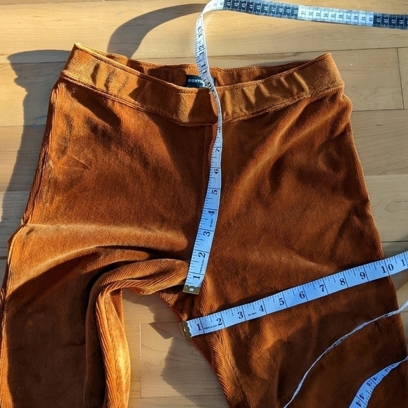 Simons velour velvet cordoroy leggings pants rust brown size Large C5 - Picture 5 of 8